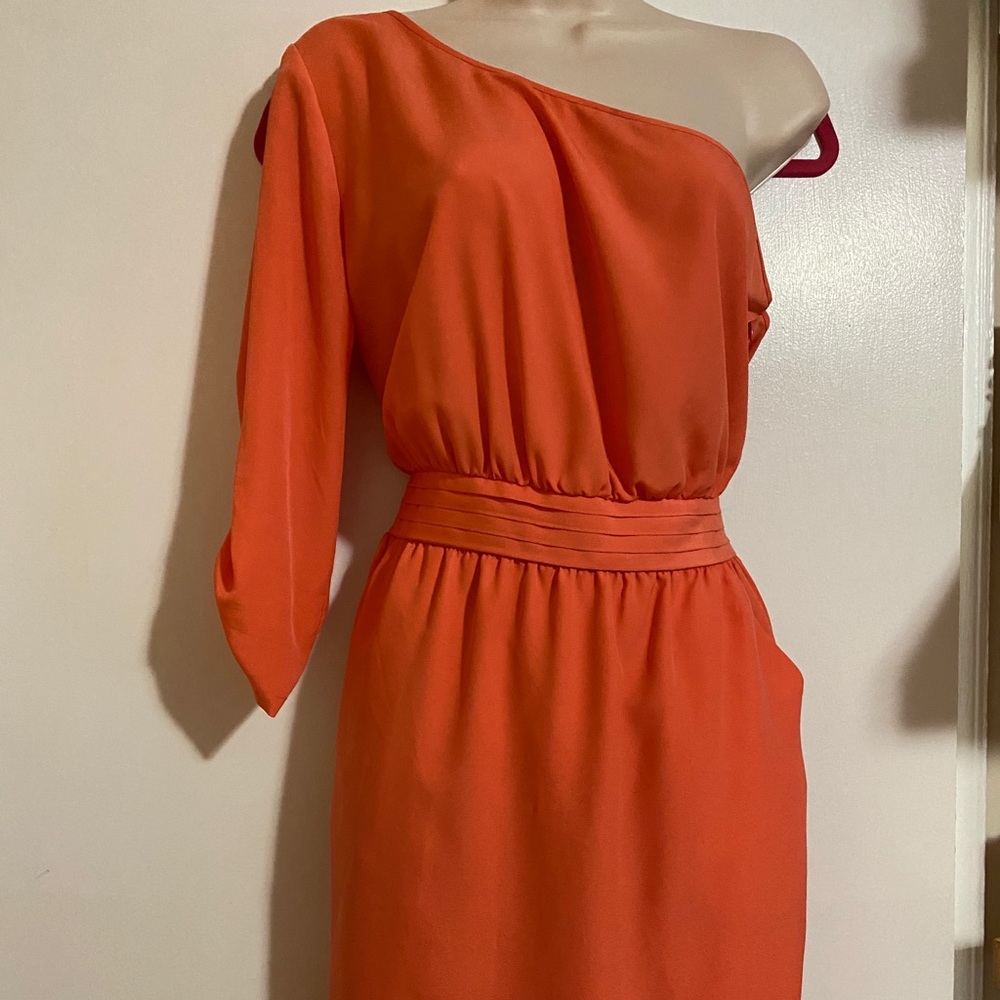 Bebe Orange One Shoulder Dress M
